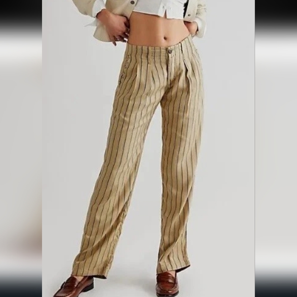 NWT Free People CLEAN SAND COMBO Women's Heat Wave Relaxed Chino Pants US 4